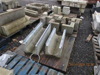 Large Qty of Misc Concrete Curb Stones, Edging Slabs, Manhole Frames, Fence Posts Etc - 12