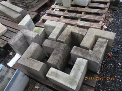 Large Qty of Misc Concrete Curb Stones, Edging Slabs, Manhole Frames, Fence Posts Etc - 13