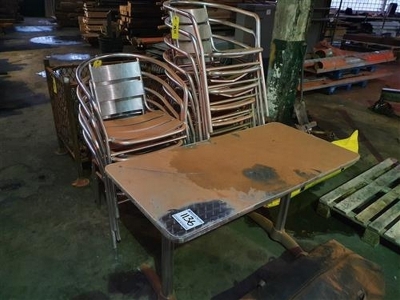 Qty of Metal Stacking Chairs + Tables