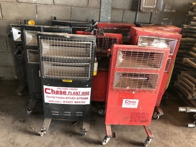 5 x Red Rad Heaters and Gas Heater + 4 x Rhino Heaters