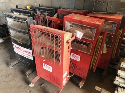 5 x Red Rad Heaters and Gas Heater + 4 x Rhino Heaters - 3