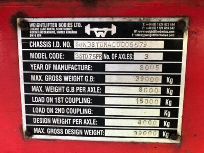 2005 Weightlifter Triaxle Bulk Alloy Steel Lined Scrap Spec Tipping Trailer - 14