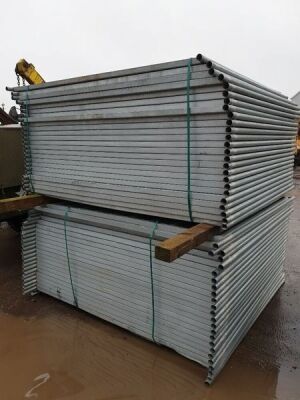 Approx 50 Galvanised Fencing Panels + 1 x Stillage of Feet