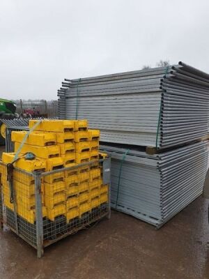 Approx 50 Galvanised Fencing Panels + 1 x Stillage of Feet - 3