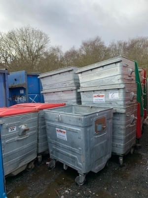 39 x Galvanised Steel Continental 1100 Litre Bins