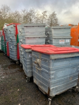 39 x Galvanised Steel Continental 1100 Litre Bins - 2