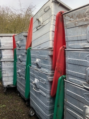 39 x Galvanised Steel Continental 1100 Litre Bins - 3