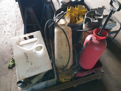 Transformer 3KVA Serial No. P30/2 J697, Water Tank For Norton Clipper CS451 Floor Saw, 3 x Water Bottles, Bin Full Of Alloy Tower Toes Board Clips, 2 x Plastic Containers Full Of Assorted Bits - 2