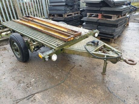 Single Axle Drawbar Flat Army trailer 