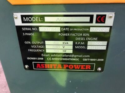 2020 New and Unused Ashita ZH4100D. 40KVA Portable Generator - 3