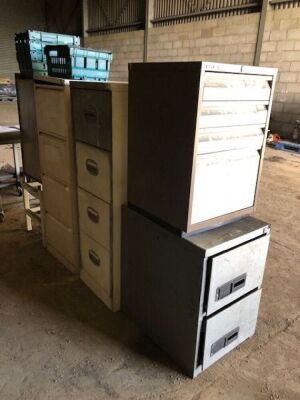 Qty of Filling Cabinets & 3 x Workshop Tables - 4