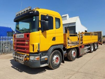 2002 Scania 124 420 8x2 Rear Lift Dropside Beavertail - 2