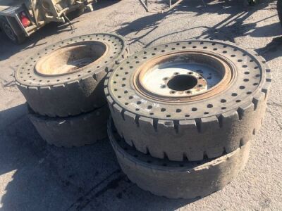 4x 12.00-24 Solid Tyres Complete With Rims