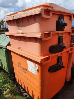 3x Plastic Commercial Wheelie Bins