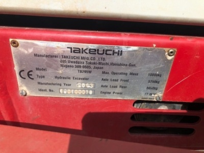 2013 TakeuchiTB295W Wheeled Excavator - 6