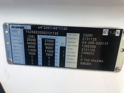 2017 Scania S730 V8 6x2 Tag Axle Tractor Unit - 13