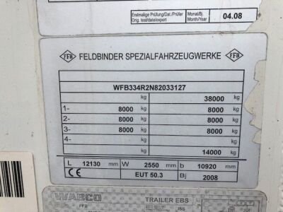 2008 Feldbinder Triaxle 50m³ 3 Pot Tanker Trailer - 3