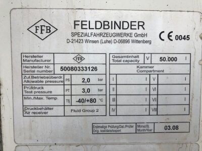 2008 Feldbinder Triaxle 50m³ 3 Pot Tanker Trailer - 2