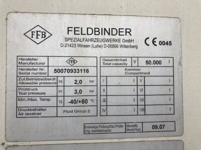 2007 Feldbinder Triaxle 50m³ 3 Pot Tanker Trailer - 6