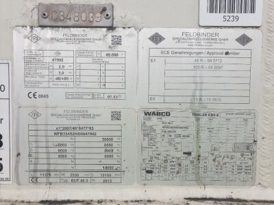 2013 Feldbinder Triaxle 40m³ 2 Pot Powder Tanker  - 18