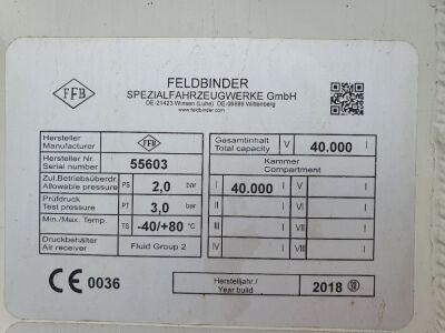 2018 Feldbinder Triaxle 40m³ 2 Pot Powder Tanker - 7