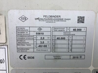 2018 Feldbinder Triaxle 40m³ 2 Pot Powder Tanker - 8