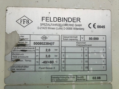 2008 Feldbinder 50m³ 3 Pot Belly Triaxle Tanker Trailer - 8