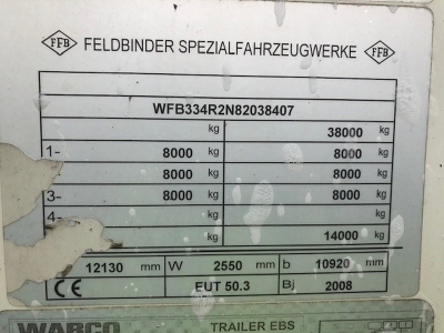 2008 Feldbinder 50m³ 3 Pot Belly Triaxle Tanker Trailer - 9