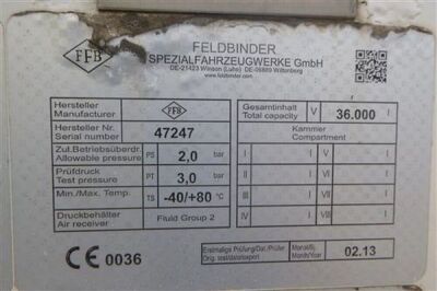 2013 Feldbinder 36m³ Triaxle 2 Pot Powder Tanker Trailer - 7